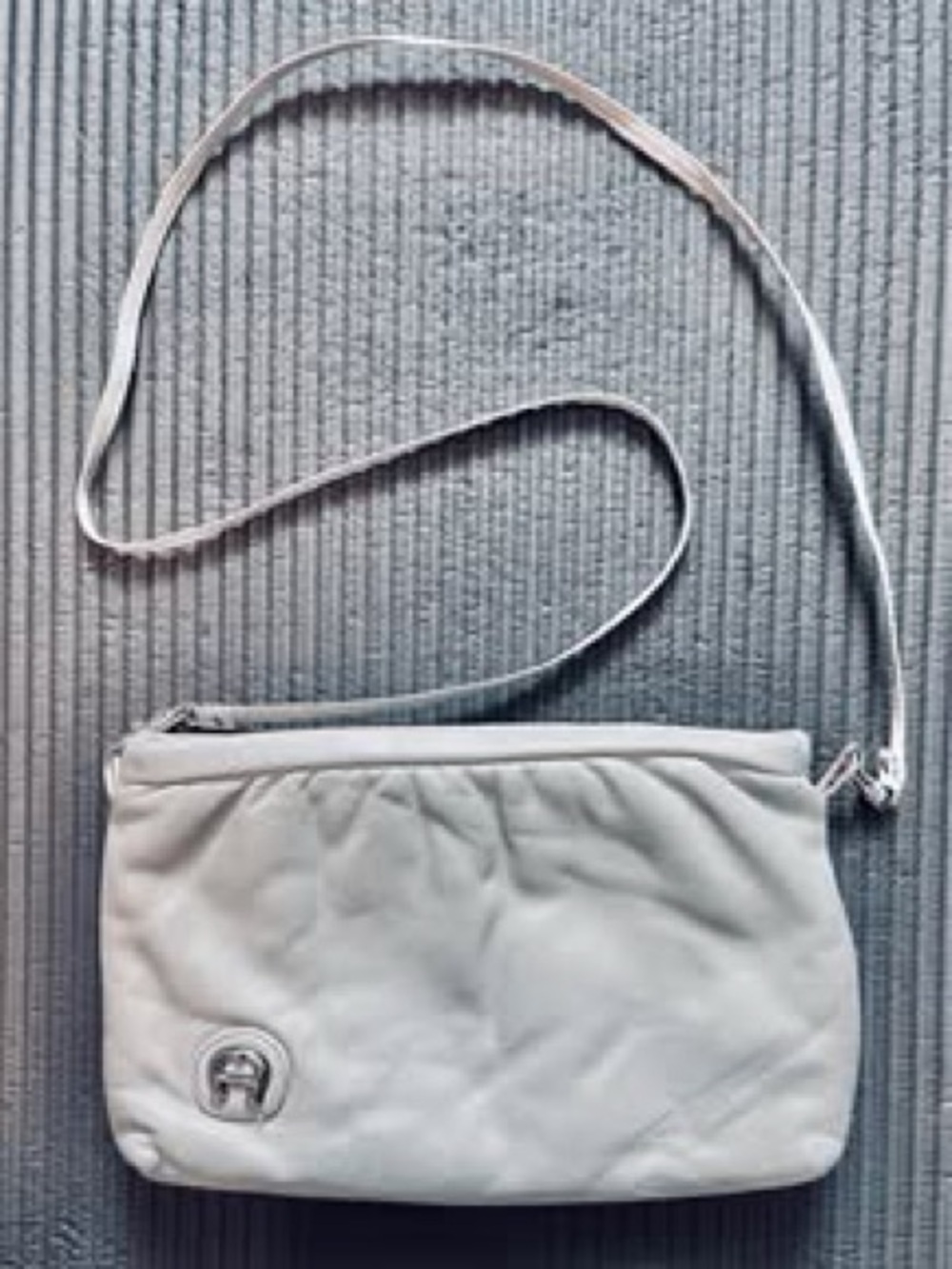 Etienne Aigner Light Gray Leather Crossbody Bag